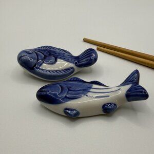 Blue Porcelain Fish Chopstick Rests